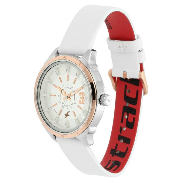 Fastrack All Nighters Quartz Analog White Dial Leather Strap Watch for Girls - image number 2