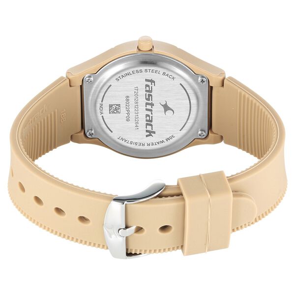 Fastrack Tees Wanderlust Quartz Analog Beige Dial Silicone Strap Watch for Girls - image number 4