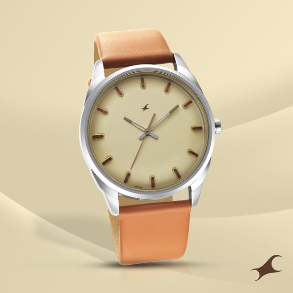 Fastrack After Dark Beige Dial Leather Strap Watch for Guys - image number 0