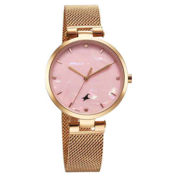 Fastrack Stunners X Quartz Analog Pink Mother Of Pearl Dial Stainless Steel Strap Watch For Girls - image number 1