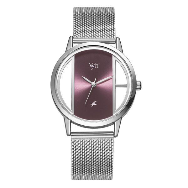 Fastrack Vyb Runway Quartz Analog Purple Dial Stainless Steel Strap Watch for Girls - image number 0