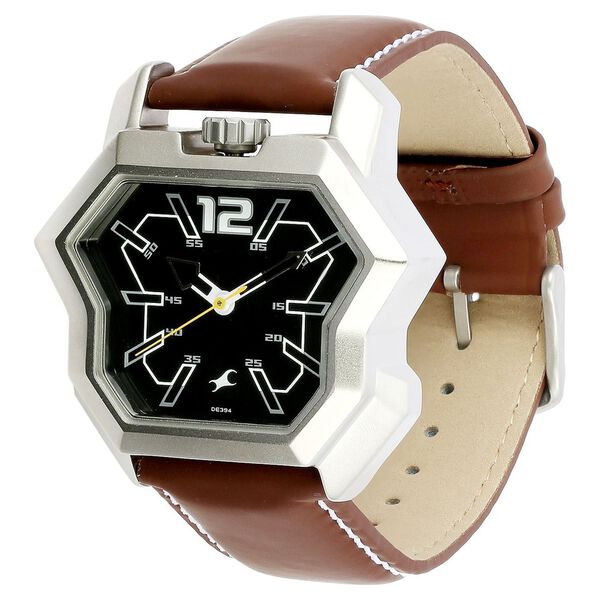 Fastrack Quartz Analog Black Dial Leather Strap Watch for Guys - image number 1