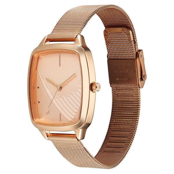 Fastrack Wild Quartz Analog Peach Dial Rose Gold Stainless Steel Strap Watch For Girls - image number 5