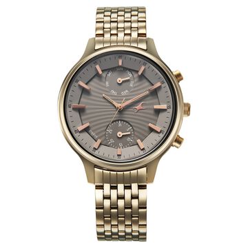 Fastrack Chrome K Quartz Multifunction Grey Dial K Chrome Stainless Steel Strap Watch For Girls