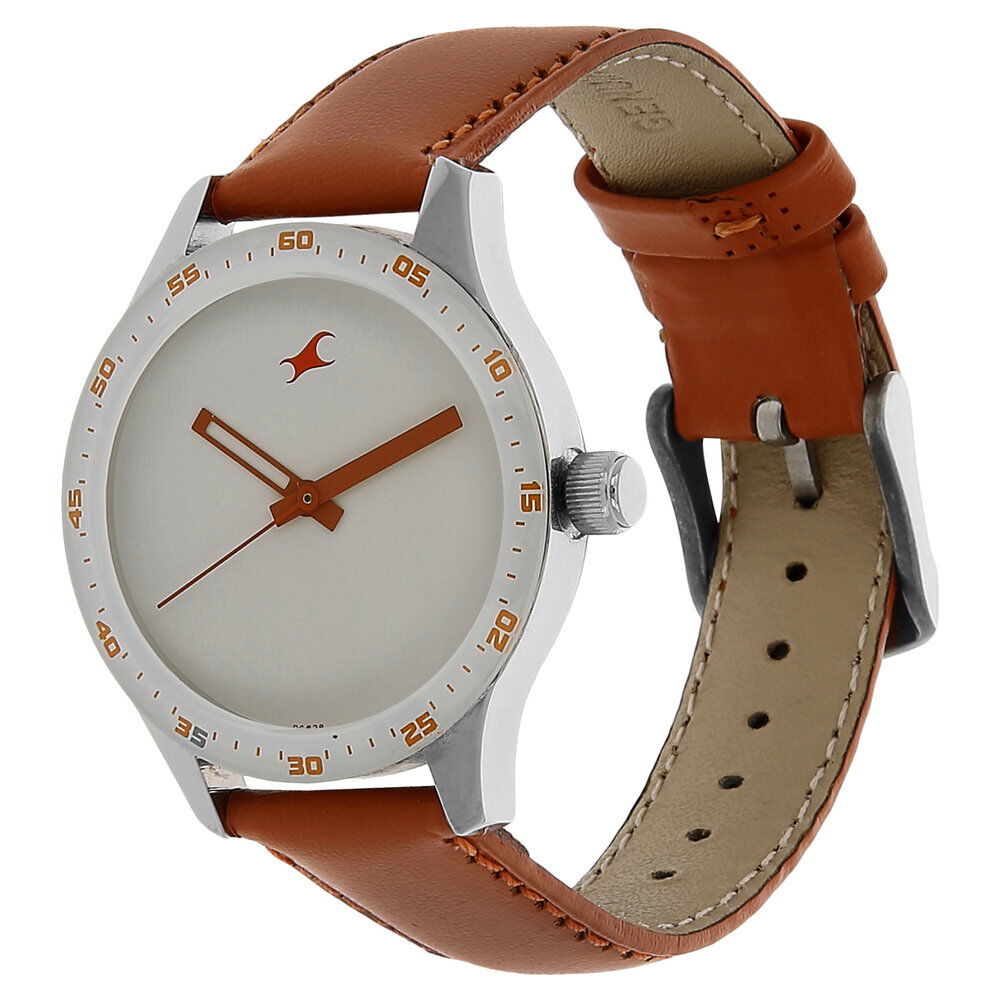 Buy Online Fastrack Quartz Analog White Dial Leather Strap Watch for Girls np6078sl04 Fastrack