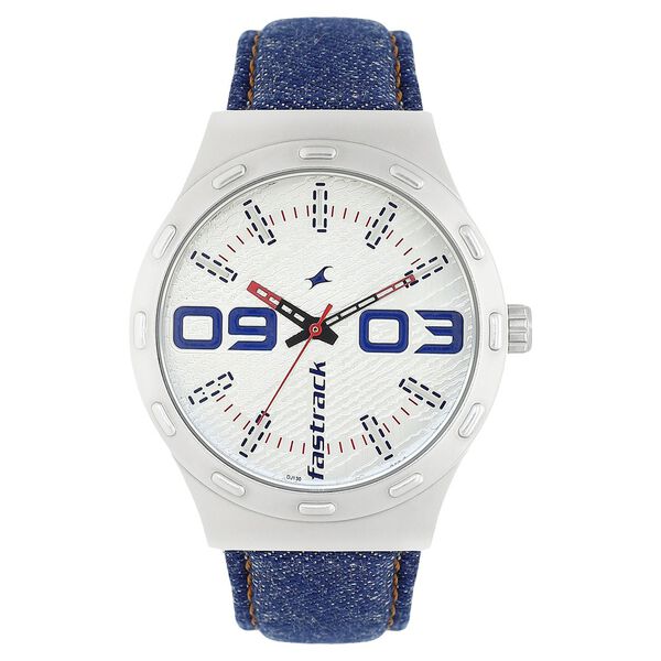 Fastrack Denim Quartz Analog White Dial Denim Strap Watch for Guys - image number 0