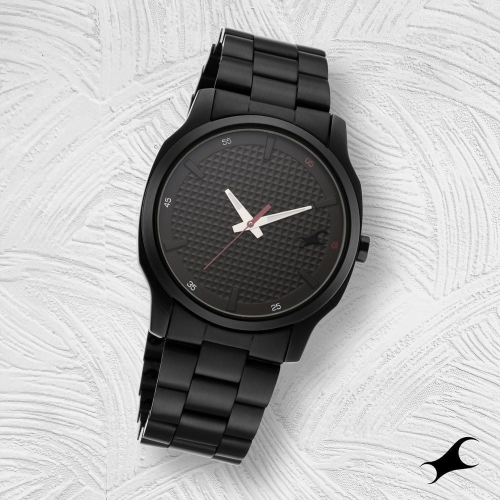 Buy Online Fastrack Stunners Quartz Analog Black Dial Metal Strap Watch for Guys nr3255nm01 Fastrack