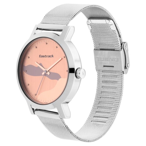 Fastrack Bare Basics Quartz Analog Rose Gold Dial Stainless Steel Strap Watch for Girls - image number 3