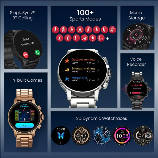 Fastrack Marvellous FX2 Unisex Smart Watch With Grey Metal Strap - image number 5