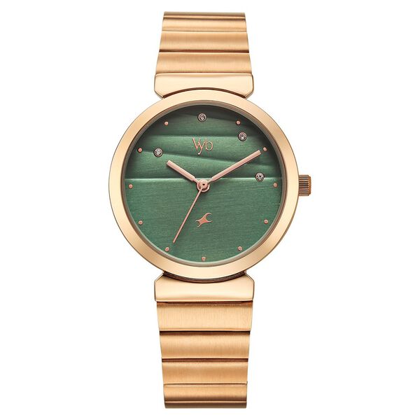 Fastrack Vyb Charmer Quartz Analog Green Dial Metal Strap Watch For Girls - image number 1
