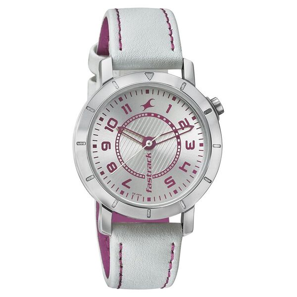 Fastrack Quartz Analog Silver Dial Leather Strap Watch for Girls - image number 0