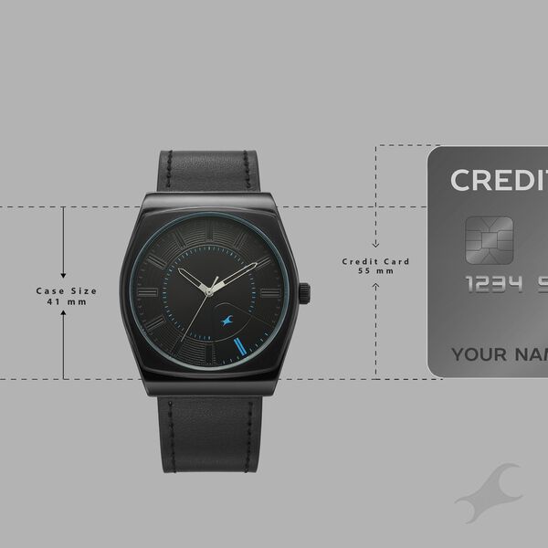 Fastrack Stunners Quartz Analog Black Dial Black Leather Strap Watch For Guys - image number 3