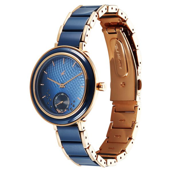 Fastrack Oceanyx - Ceramic Quartz Analog Blue Dial Two Toned Strap Watch For Girls - image number 4