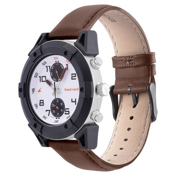Fastrack Modular Quartz Analog White Dial Leather Strap Watch for Guys - image number 2