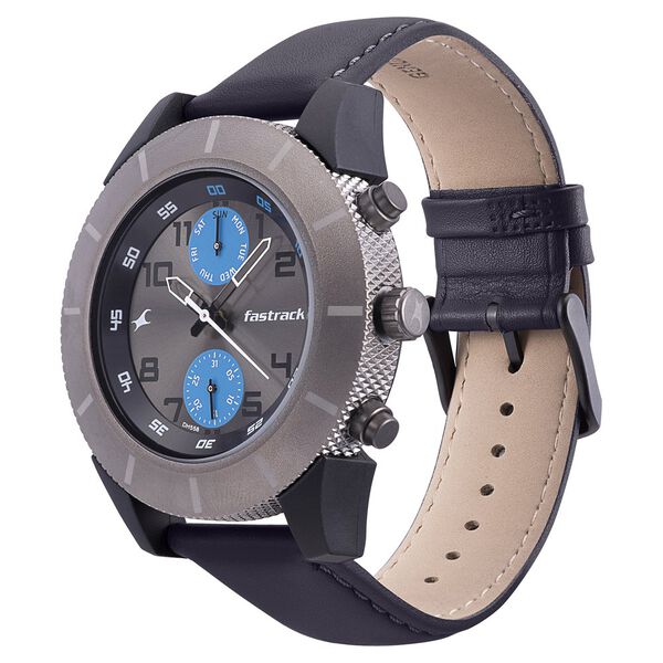 Fastrack Modular Quartz Analog Anthracite Dial Leather Strap Watch for Guys - image number 2