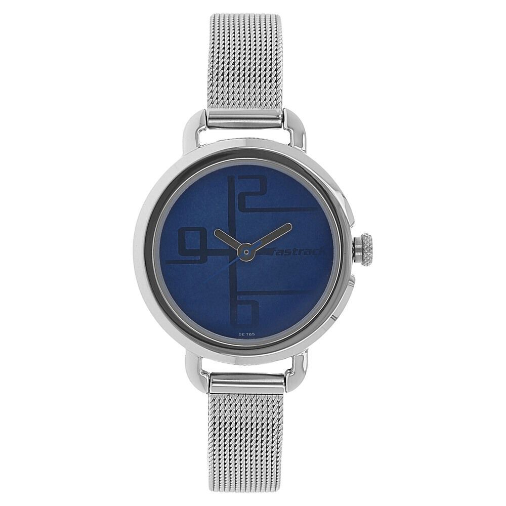 Buy Online Fastrack Quartz Analog Blue Dial Metal Strap Watch for Girls nn6123sm01 Fastrack