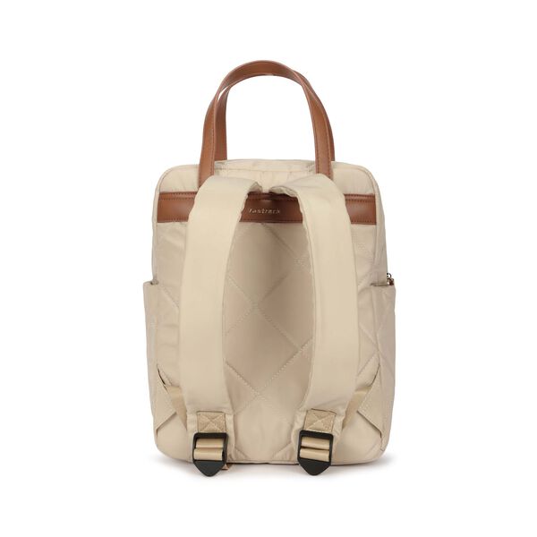 Quilted carry laptop backpack- beige - image number 5