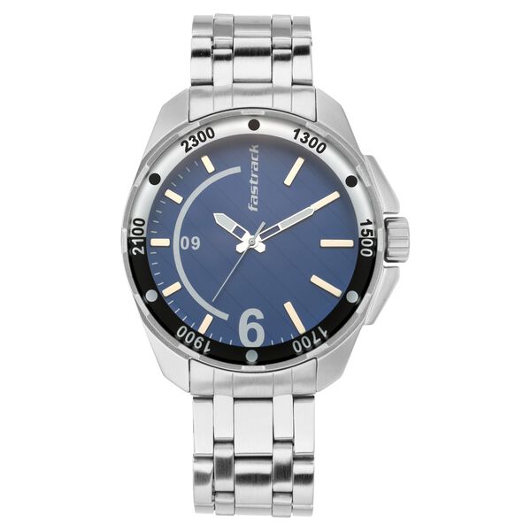 Fastrack Hitlist Quartz Analog Blue Dial Stainless Steel Strap Watch for Guys - image number 1