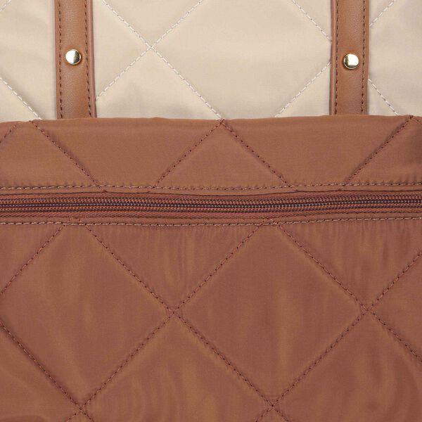 Quilted carry laptop backpack- beige - image number 8