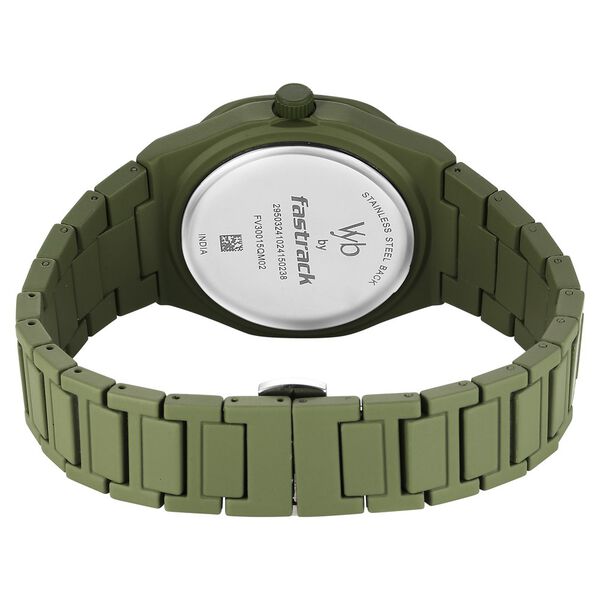Vyb Hustler By Fastrack Quartz Analog Green Dial Metal Strap Watch For Guys - image number 5