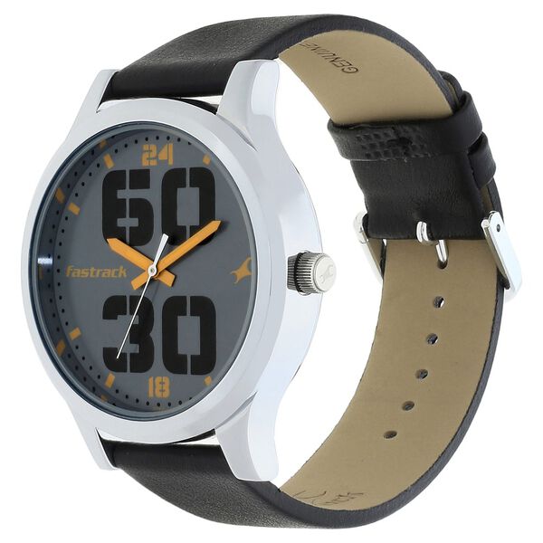 Fastrack Bold Quartz Analog Grey Dial Leather Strap Watch for Guys - image number 2
