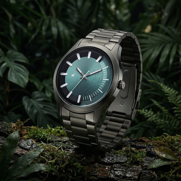 Fastrack Wild Quartz Analog Green Dial Gun Metal Strap Watch For Guys - image number 1
