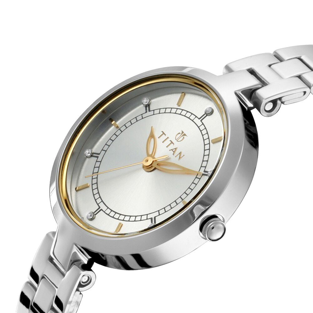 Titan Bandhan Quartz Analog Silver Dial Stainless Steel Strap Watch for Couple