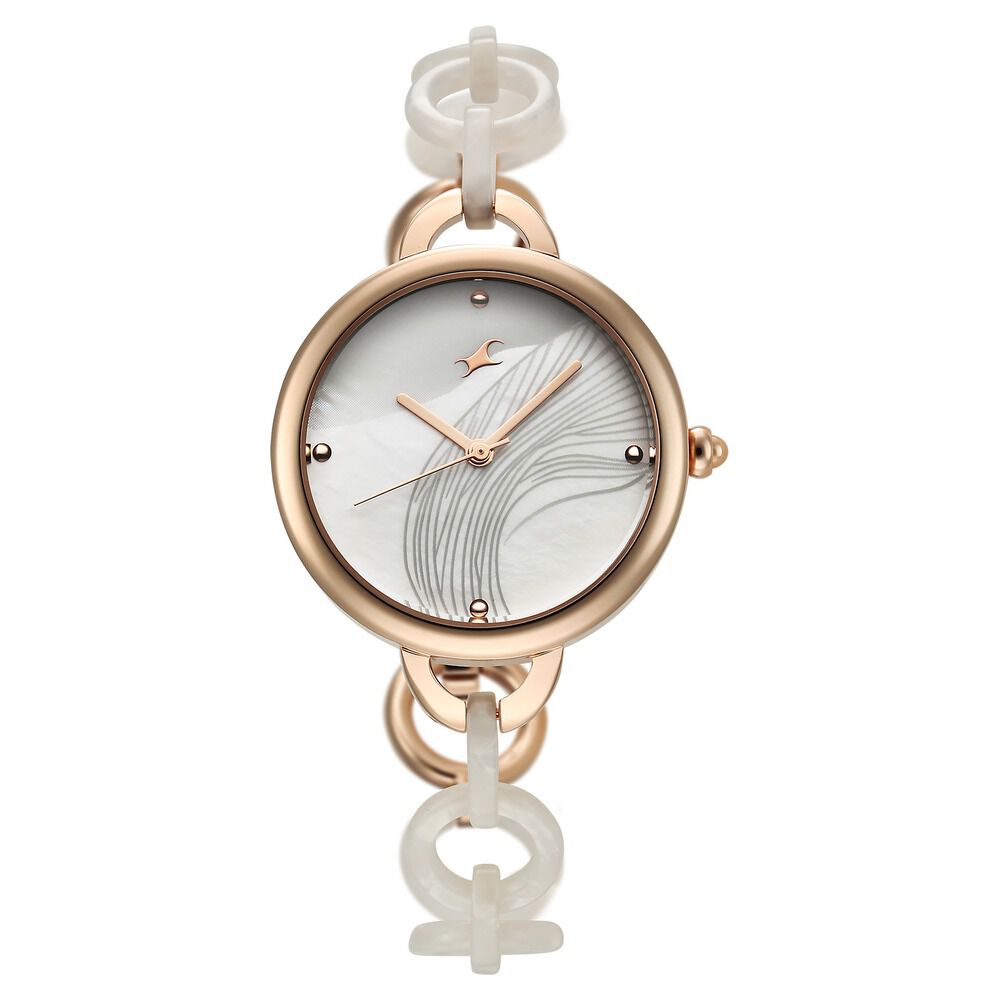 Buy Online Fastrack Younique Quartz Analog Mother Of Pearl Dial Acetate MetalStrap Watch For Girls 68037kd01 p Fastrack