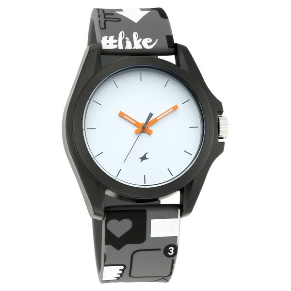 Fastrack Hashtag Quartz Analog White Dial Silicone Strap Unisex Watch - image number 0