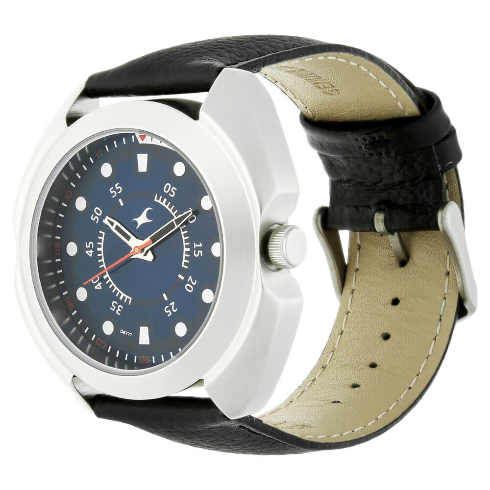 Buy Online Fastrack Quartz Analog Blue Dial Leather Strap Watch for Guys np3117sl04 Fastrack
