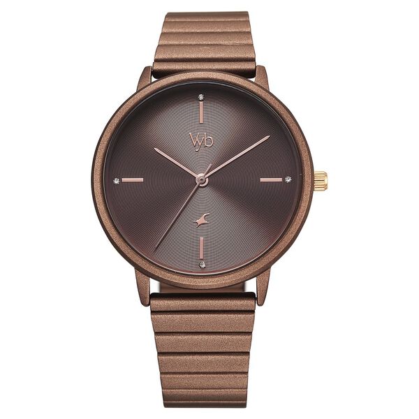 Fastrack Vyb Bliss Quartz Analog Brown Dial Metal Strap Watch For Girls - image number 1