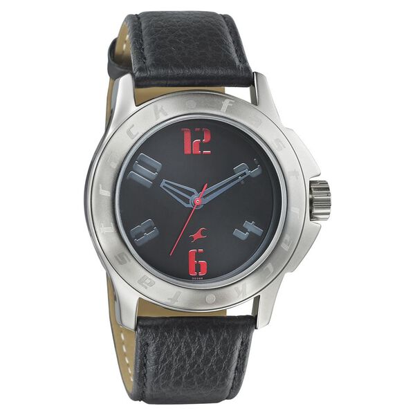 Fastrack Quartz Analog Black Dial Leather Strap Watch for Guys - image number 0