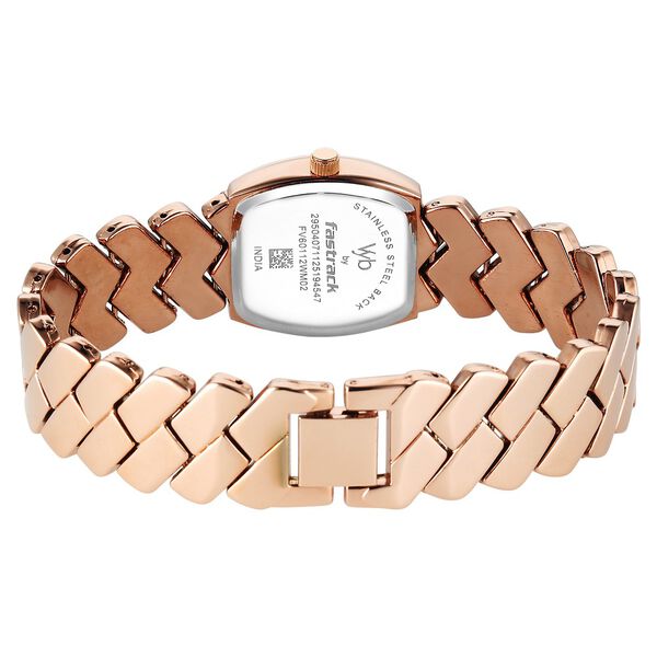 Vyb Showstopper By Fastrack Quartz Analog Grey Dial Rose Gold Metal Strap Watch For Girls - image number 5
