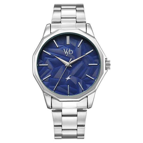 Vyb Drift By Fastrack Quartz Analog Blue Dial Silver Stainless Steel Strap Watch For Guys - image number 0