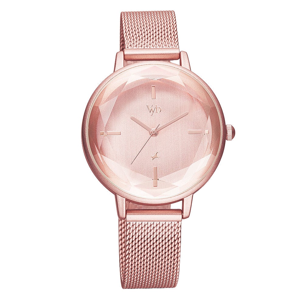 Buy Online Fastrack Vyb Aurora Quartz Analog Rose Gold Dial Stainless Steel Strap Watch for Girls fv60010wm01w Fastrack