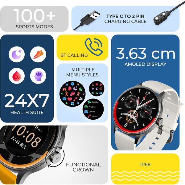 Fastrack Smart Jupiter R3 Pro 3.63 cm AMOLED Smartwatch BT Calling 100+ Sports Modes 5-Day Battery - image number 1