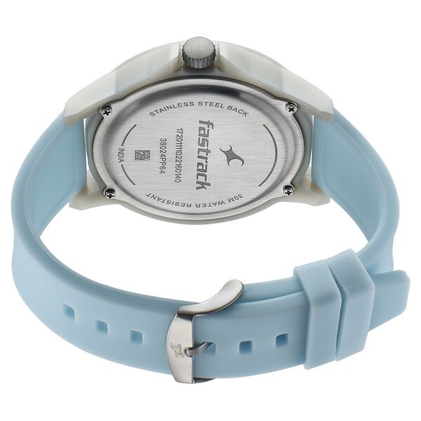 Fastrack Tees Quartz Analog Blue Dial Silicone Strap Unisex Watch - image number 4