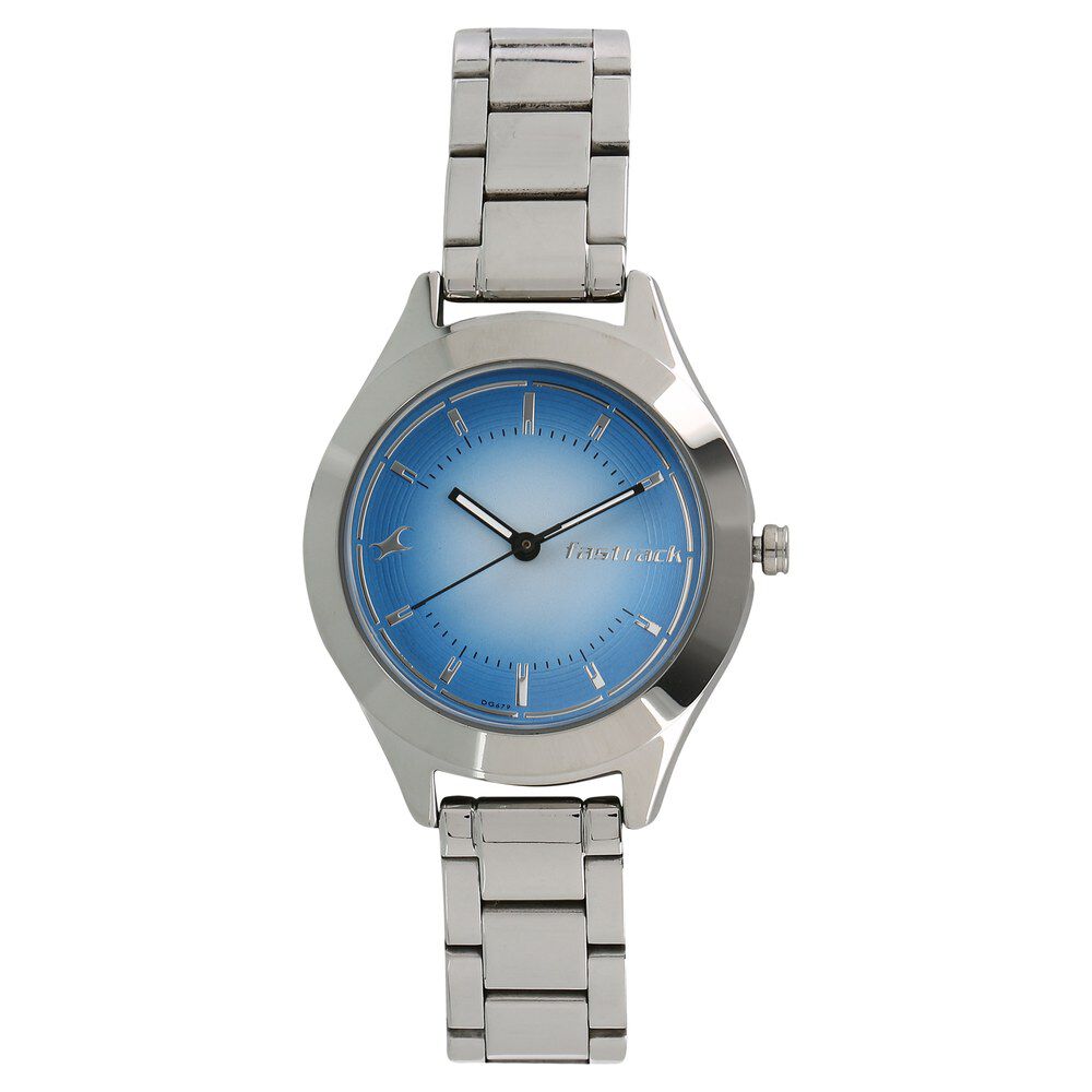 Buy Online Fastrack All Nighters Quartz Analog Blue Dial Metal Strap Watch for Girls 6153sm03 p Fastrack