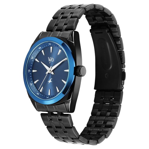 Fastrack Vyb Arcane Quartz Analog Blue Dial Black Color Metal Strap Watch For Guys - image number 3