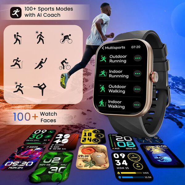 Fastrack Kruz+ 4.85 CM Super HD Display with Functional Crown and AI Voice Assistant Smart Watch for Unisex - image number 5