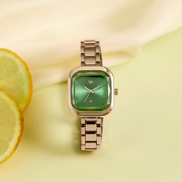 Fastrack Vyb Manifester Quartz Analog Green Dial Metal Strap Watch For Girls