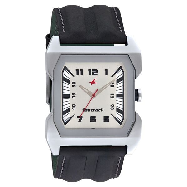 Fastrack Quartz Analog Silver Dial Leather Strap Watch for Guys - image number 0