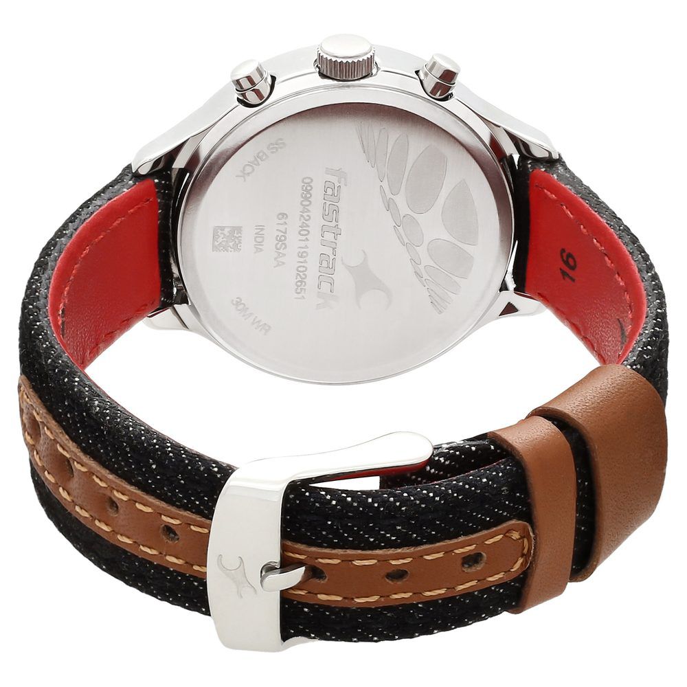 Buy Online Fastrack Denim Quartz Multifunction Black Dial Denim Strap Watch for Girls 6179sl01 p Fastrack