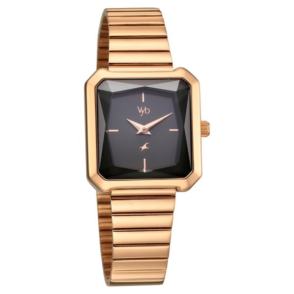 Vyb Flare By Fastrack Quartz Analog Grey Dial Rose Gold Stainless Steel Strap Watch For Girls - image number 2