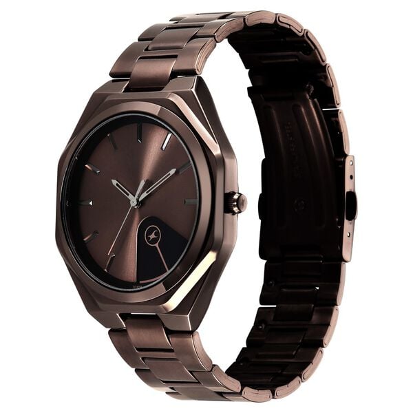 Fastrack 9 to Fine Analog with Brown Dial Metal Strap Watch for Guys - image number 2