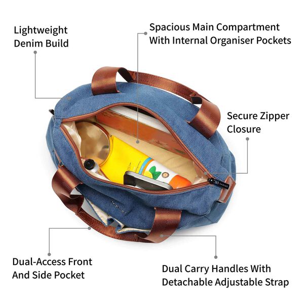 Denim Edge Satchel - image number 9