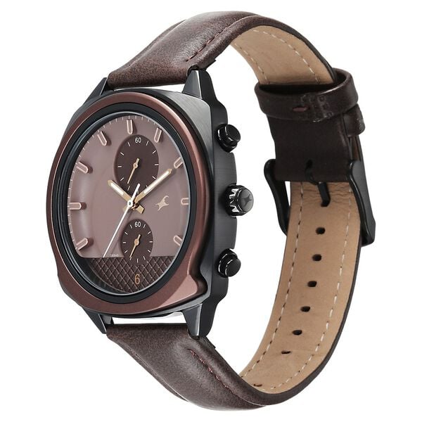 Fastrack Gelato Black chronograph watch with Chocolate dial for Guys - image number 2