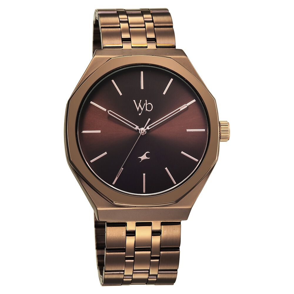 Buy Online Fastrack Vyb Challenger Quartz Analog Brown Dial Metal