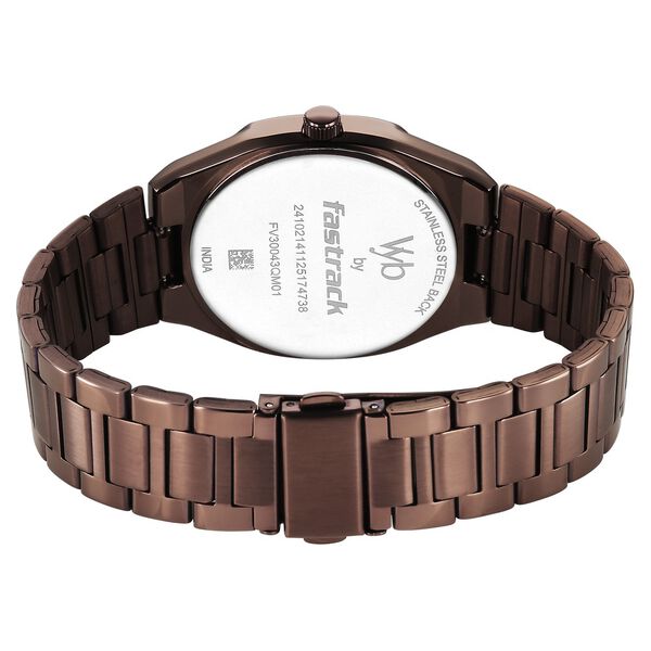 Vyb Nimbus By Fastrack Quartz Analog Black Dial Brown Metal Strap Watch For Guys - image number 5