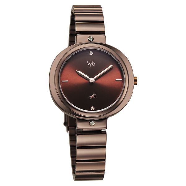 Fastrack Vyb Diva Quartz Analog Brown Dial Metal Strap Watch For Girls - image number 2